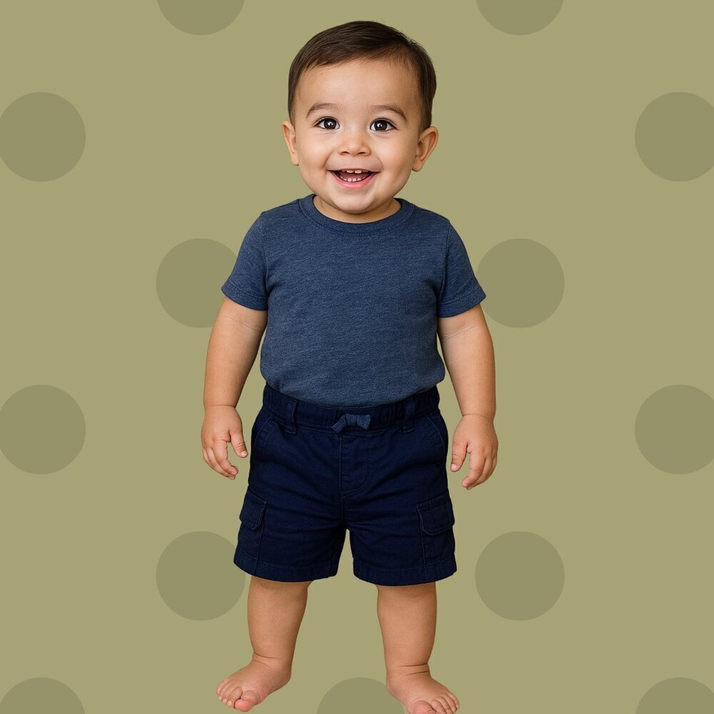 Ben Sherman Navy Cargo Shorts 18M – Baby Boy Toddler Cotton Pocket Shorts
